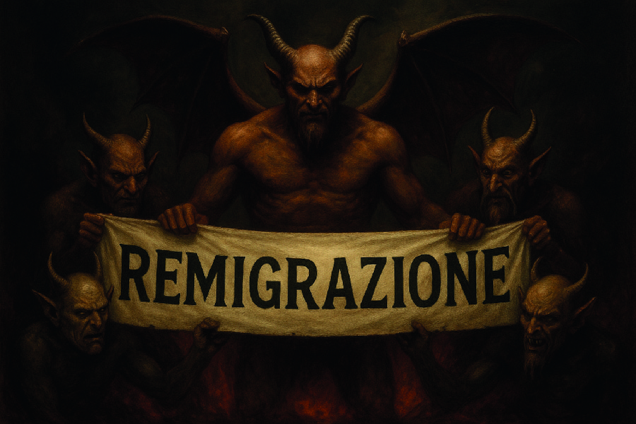 «Remigrazione» a Gorizia: le Bestie di Satana stendono uno striscione. La sinistra sviene in salotto.