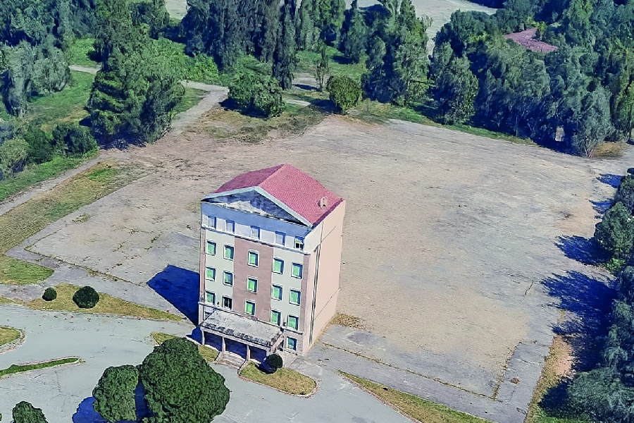 Vista aerea dell’ex Ospedale Civile di Via Vittorio Veneto a Gorizia dopo la demolizione